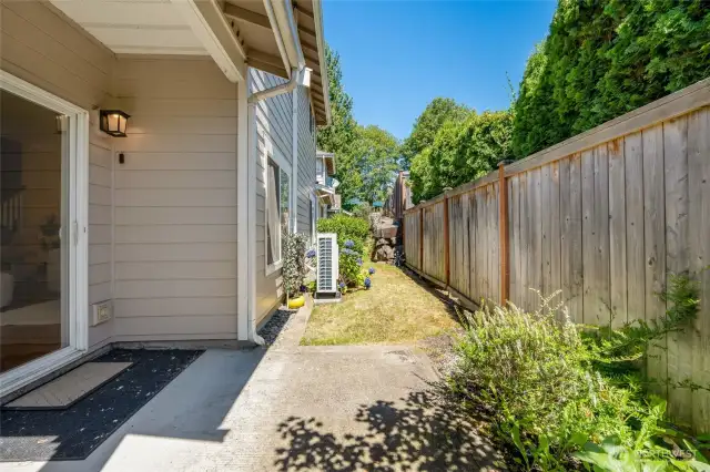 Exterior view of the unit’s private back fenced-in space—ideal for added privacy and security.