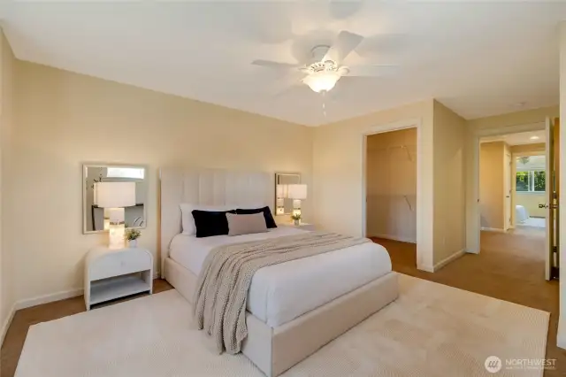 Alternate view of the upstairs 3rd bedroom showing flexible layout and private access to its walk-in closet.