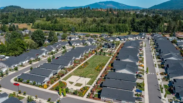 There is a pickleball court and one end of the park and a clubhouse with bocce ball, horseshoe pits and an area for lawn games.