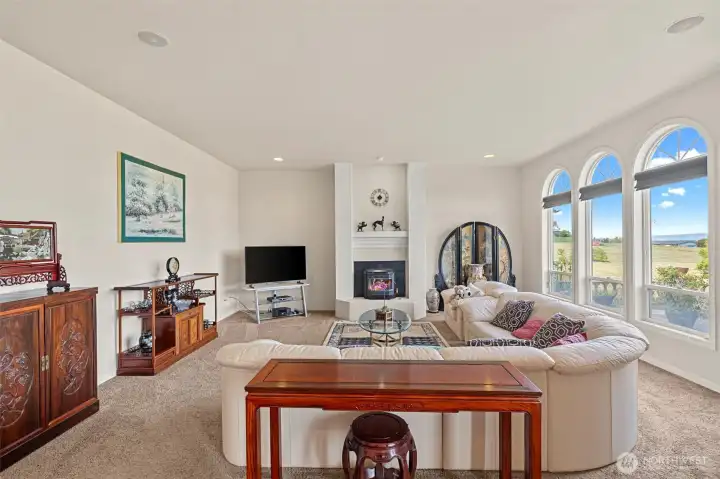 Family Room with pellet stove