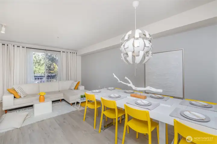 This perspective showcases all the light that flows through this condo.