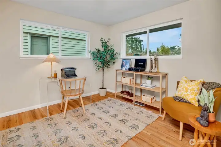 Third bedroom staged as office.