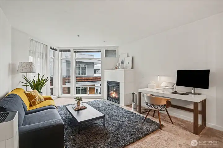 Floor to ceiling windows provides ample natural light.