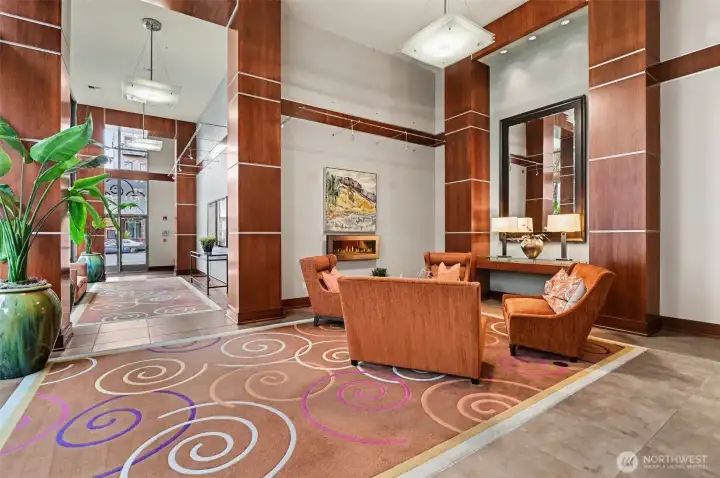 Beautiful lobby with onsite manager