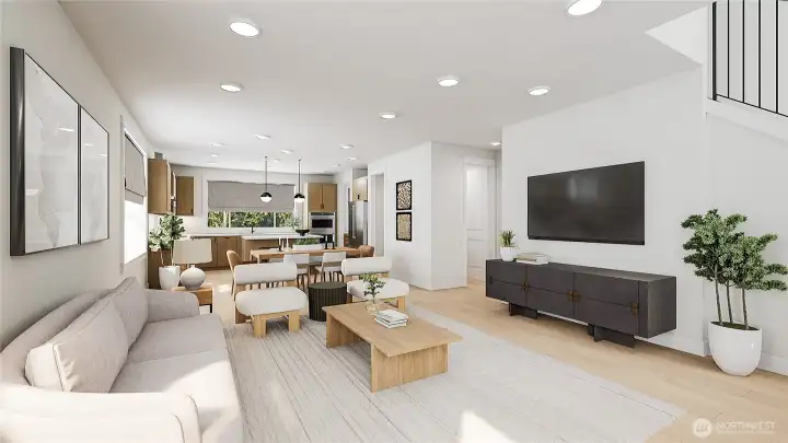 Generously scaled great room-  For marketing purposes only. Colors and features may vary