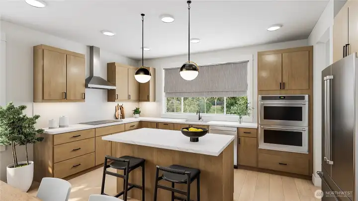 Spacious, entertainer’s kitchen with ample room for hosting and everyday living. For marketing purposes only. Colors and features may vary