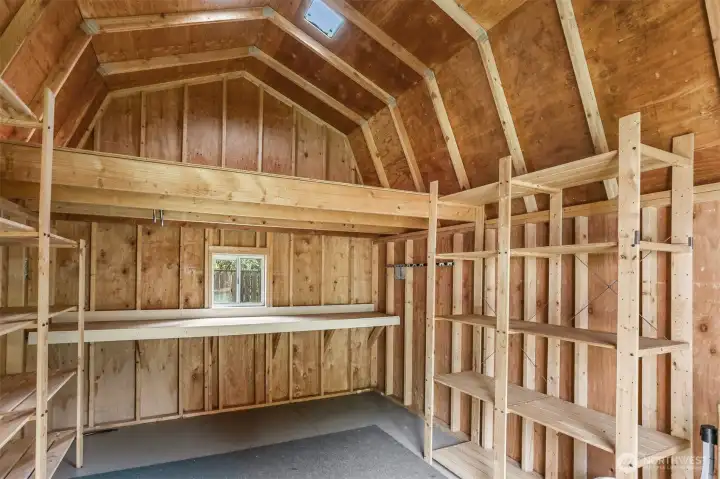 Inside the tuff shed.