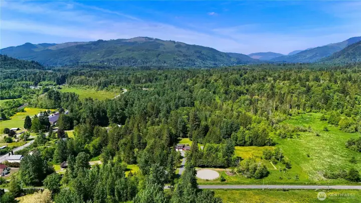 Looking North over the property and the round pen for horses