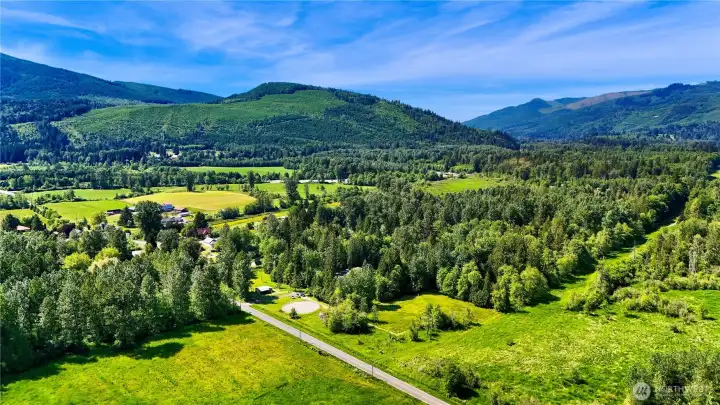 Northwest view over the property