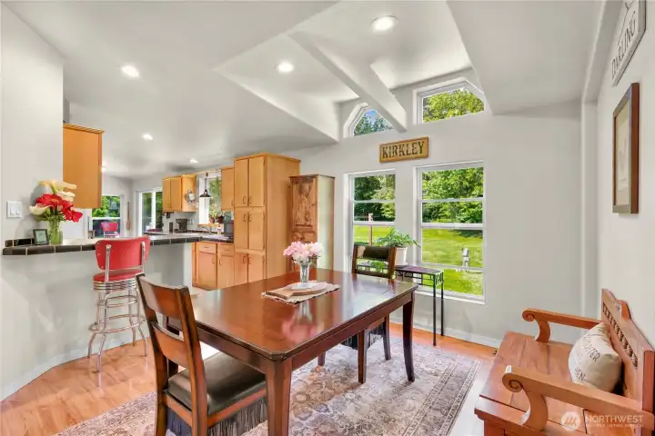 Dining room and kitchen beyond
