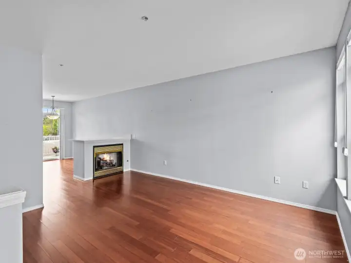 Spacious living room with gas fireplace is great for entertaining! Spacious living room with gas fireplace is great for entertaining!