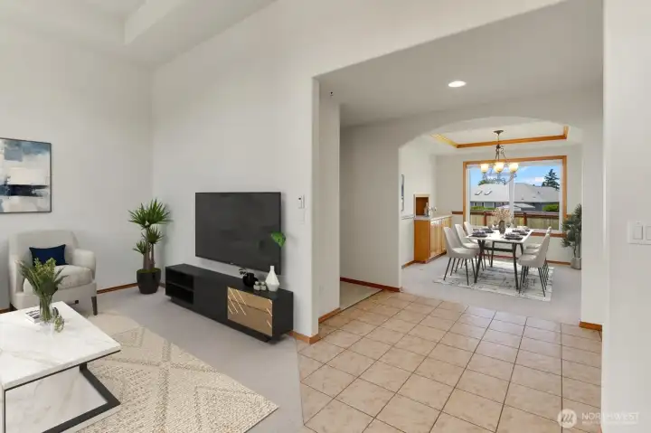View from Living Room - Entry to the Dining Room - Virtually Staged