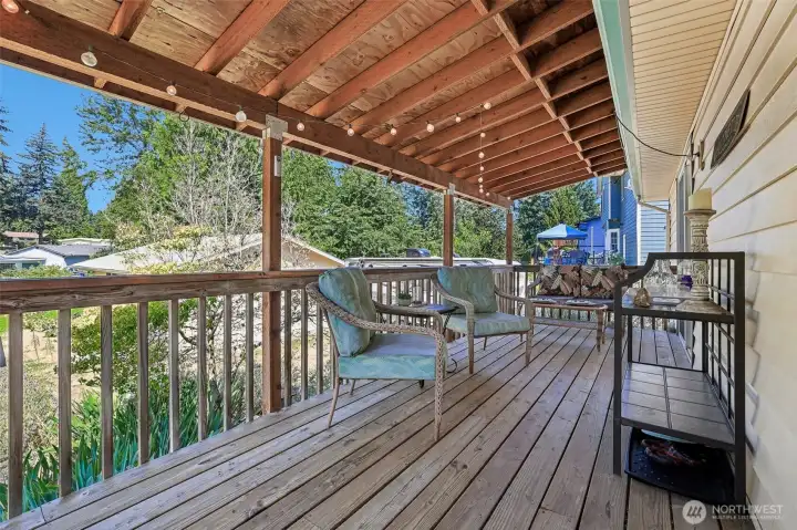 Porch overlooking backyard.