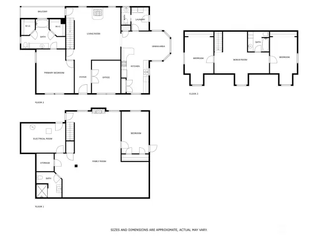 Floor Plan, all 3 levels