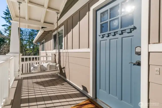 Covered rocking chair porch with trex decking