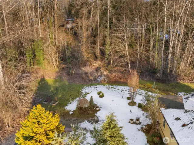 Large backyard on this 1.9 acre lot