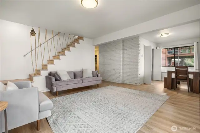 Finished basement has an additional living space
