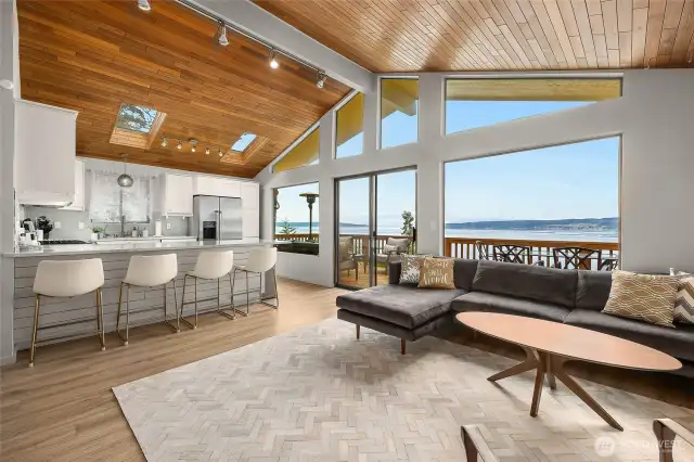 Vaulted ceilings with rich wood finish