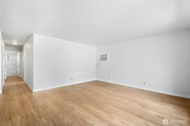 large living- hall to 2 bedrooms, and 1 bathroom