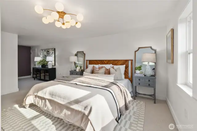 Upstairs is the spacious primary suite