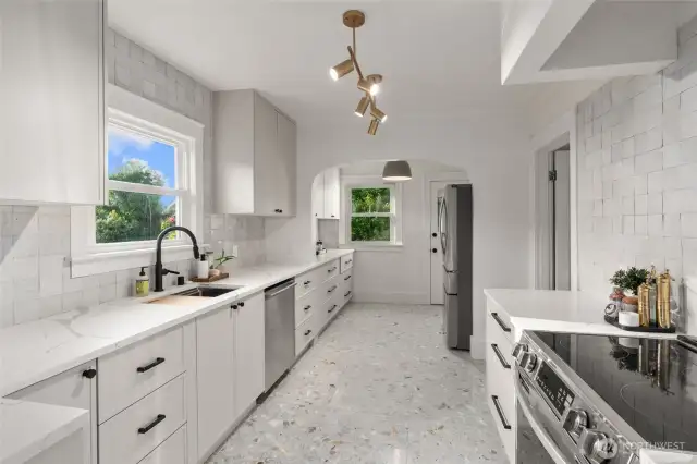 Stunning remodeled kitchen with ample counter space and storage