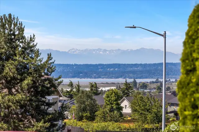 Sound and Mountain views from front yard.