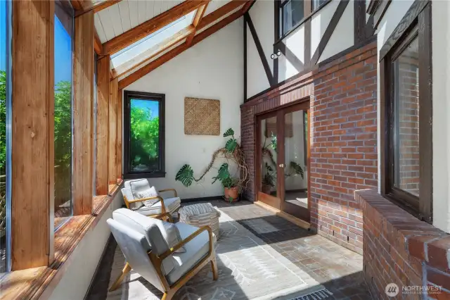 Brick floors, skylights, wood work. This Solarium was redesigned and rebuilt in 2015-2016. Skylights open.