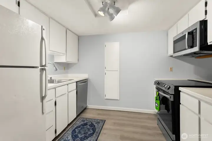 Efficient kitchen space with plenty of light.