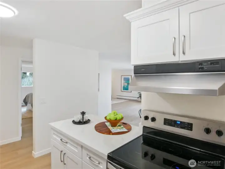 New stainless steel kitchen appliances.