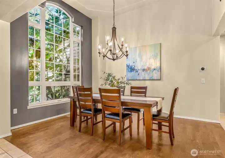 Foramal Dining Room with high ceilings/large window & lots of light