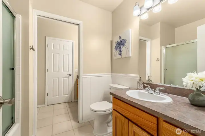 Double sink bathroom off 2nd and 3rd bedrooms