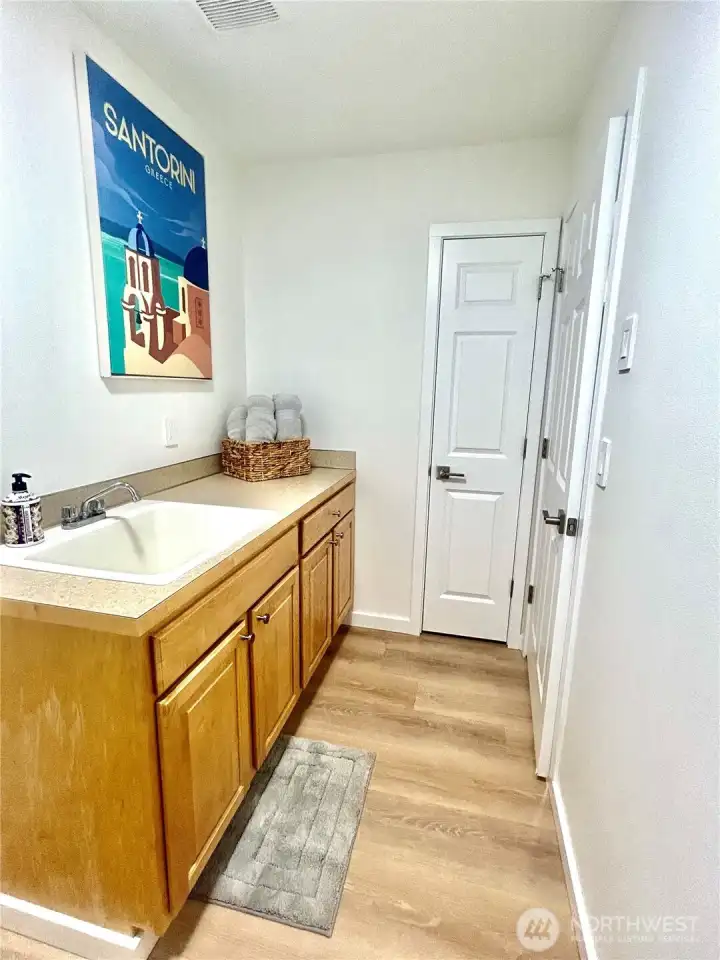 Extra storage and linen closet