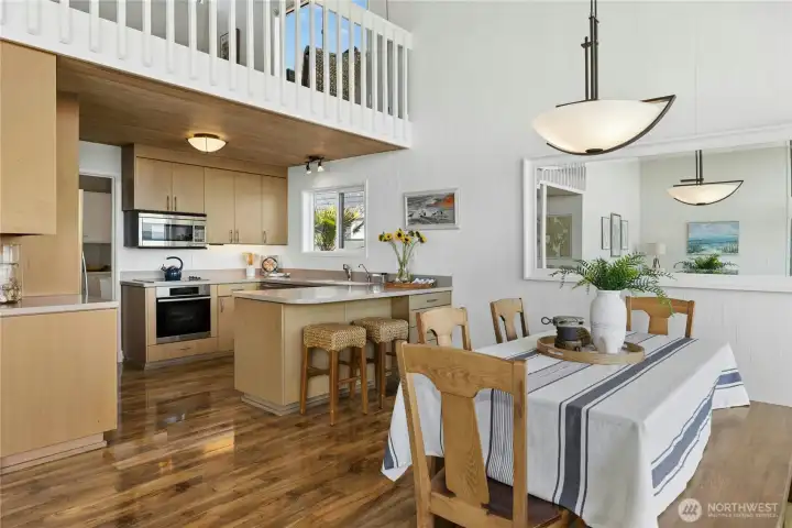 Kitchen features Dacor microwave, Miele cooktop and oven.