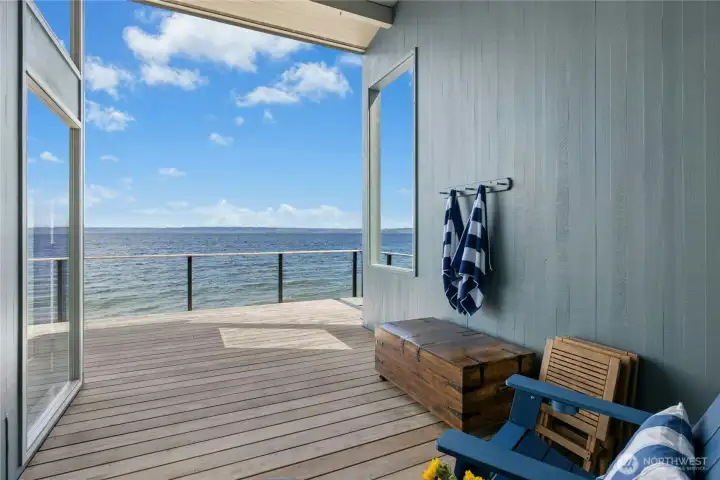 Covered deck off Primary Bedroom.