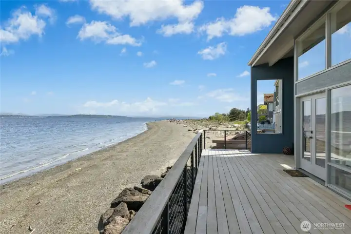 View to the South across the large entertainment sized deck.