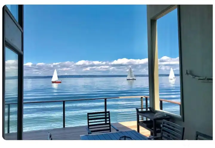 One of the many maritime views you can enjoy.  Shipping vessels, cruise  ships, Kayakers, pleasure boats often are in view.