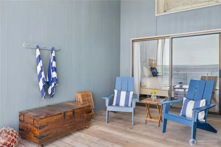 Covered Deck outside primary bedroom.