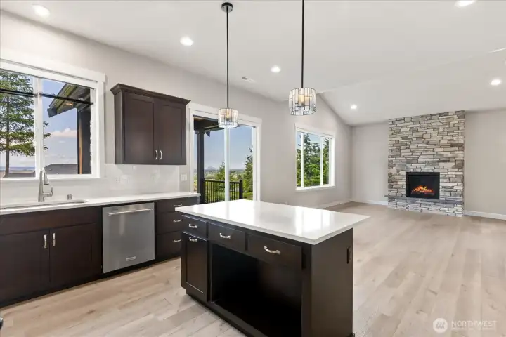 Stunning views from the kitchen and living  area. (Please note...the island doors have  been temporarily   removed and can be replaced.)