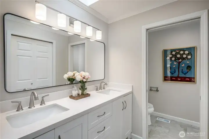 Updated Primary bath with dual vanity.