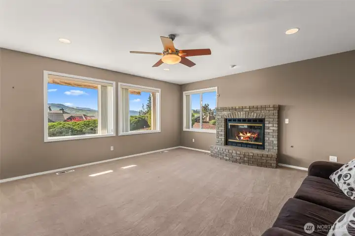 Family room with fireplace