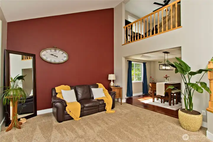 Vaulted ceilings create a bright, airy feel in the front family room while adding character and elegance to the space. Vaulted ceilings create a bright, airy feel in the front family room while adding character and elegance to the space.