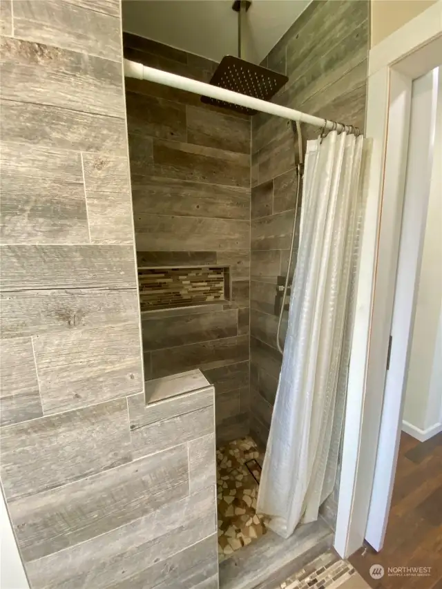 Walk-in shower in main bath...rainfalll showerhead makes it feel as though you are showering in the rain!
