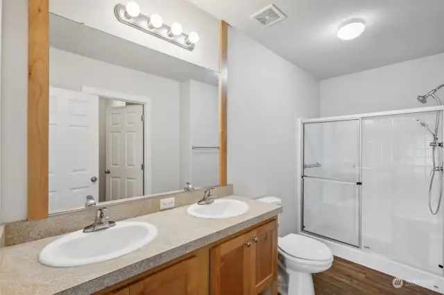 Ensuite bathroom with no-step shower