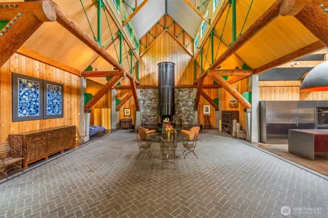 The unique design of the hot-tempered steel cylinder and riveted fireplace is a tribute to the old campsite burn barrel.
