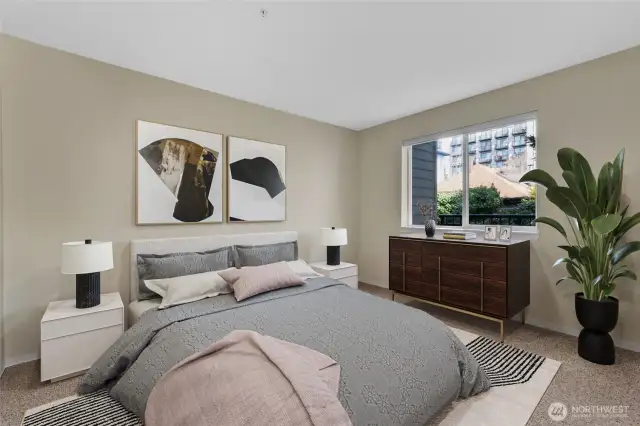 [Virtually Staged] Bedroom with calming territorial view