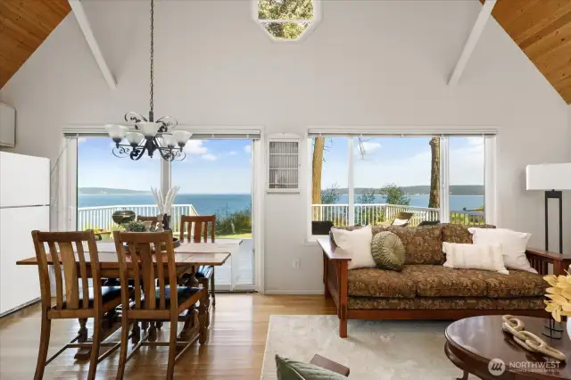Open floor plan with ocean views