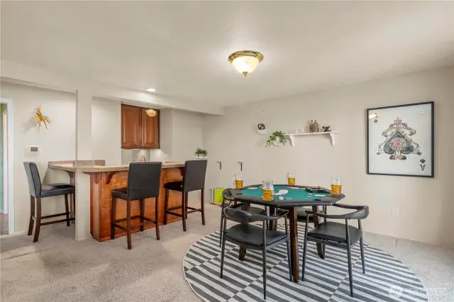 Huge rec-room on the lower level with bar and all the space you need for fun and games for all.