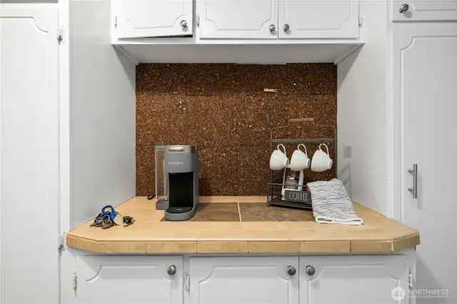 Lower level coffee station, perfect for guests who like early morning or late night treats.