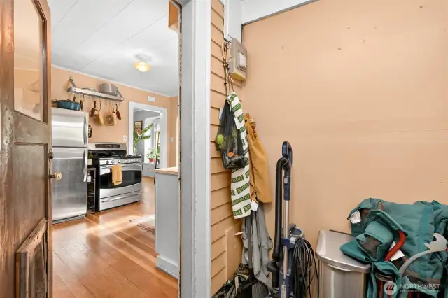 View from the mudroom off the back door that leads to the kitchen.