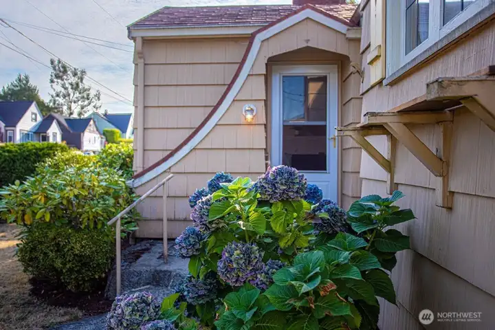Main entry at the front of the house